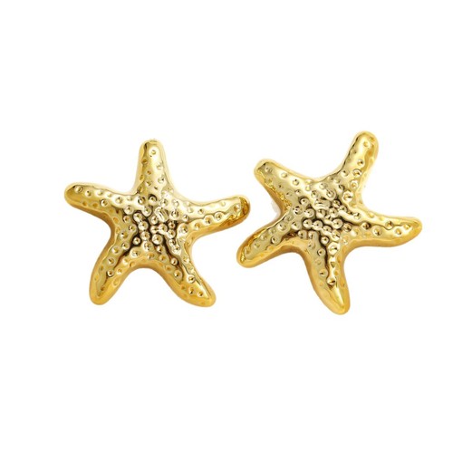 Starfish Shell Earrings for Women, European and American Cross-border, Beach Ocean Fashion Casual Style, Star Sea Snail Shell Earrings for Women