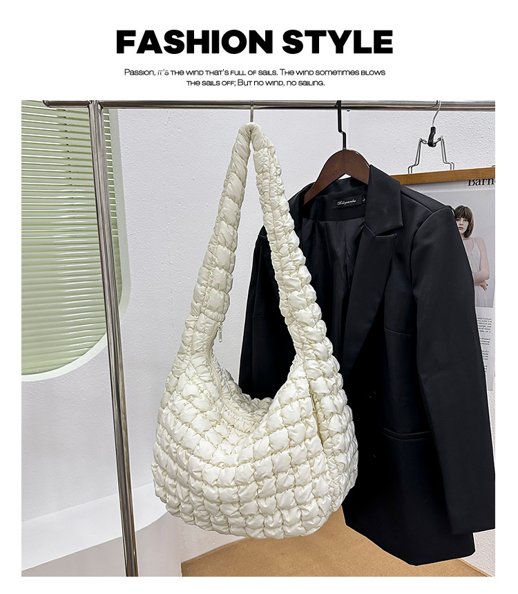 Korean Cloud Bag, Women's Lazy Style Shoulder Bag Pleated Handbag Large Capacity Single Shoulder Casual Bag_voghion.com