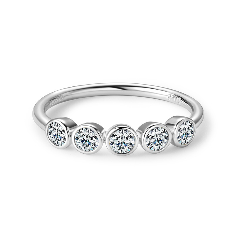 Moissanite Inlay Material Moissanite 925 Sterling Silver Rings Geometric Rings