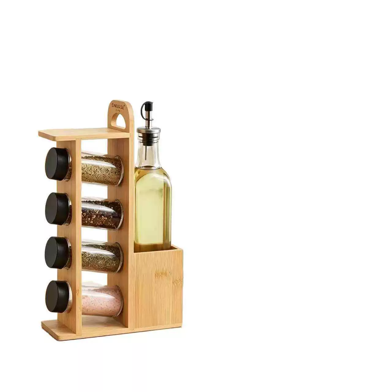 Spice Rack Shelf Rack Solid Wood Countertop Kitchen from Yomiego