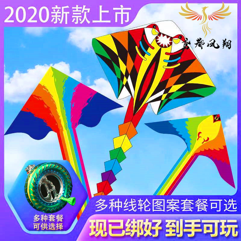 2020新款上市潍坊大飞天七彩鸟魔鬼鱼微风易飞风筝厂家直供