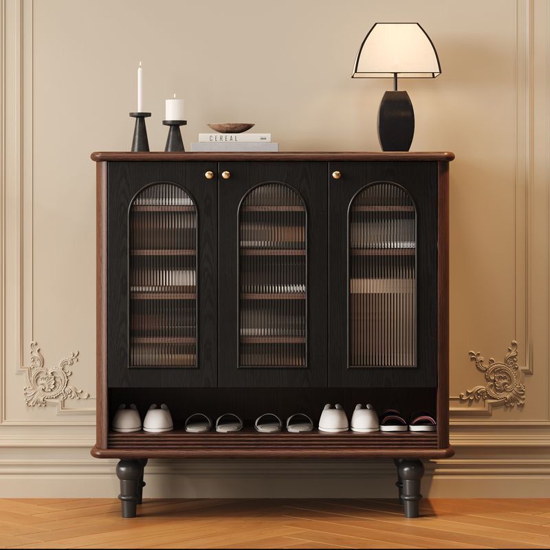 French Retro Pine Solid Wood Shoe Cabinet Home Entrance Door Entrance Cabinet Antique Style Light Luxury Storage Cabinet