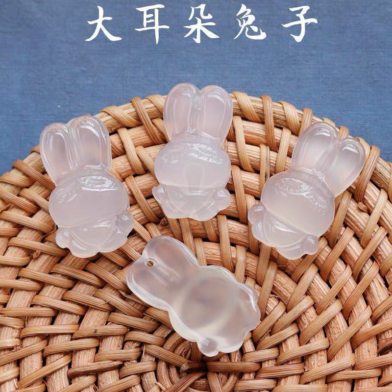 智贝详情图_2白玉髓大耳朵小兔子吊坠玛瑙玉石生肖玉兔可爱钥匙