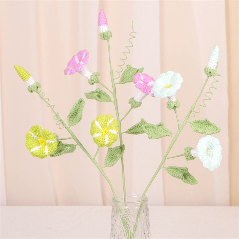 New hand-knitted large bouquet of wool micro-hook artificial flower desktop decoration artificial flower finished product hand-knitted flower pic 9