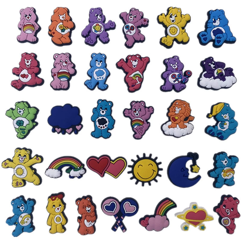 Трансграничный Радужный Медведь обувь цветок мультяшная Пряжка для обуви ПВХ мягкие резиновые отверстия Аксессуары для обуви DIY наручные декоративные пряжки аксессуары в наличии