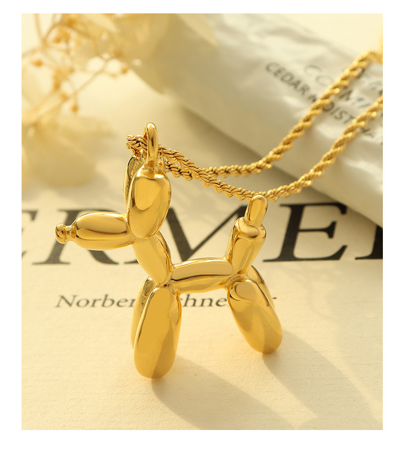 cute balloon air dog three-dimensional clavicle chain titanium steel necklace