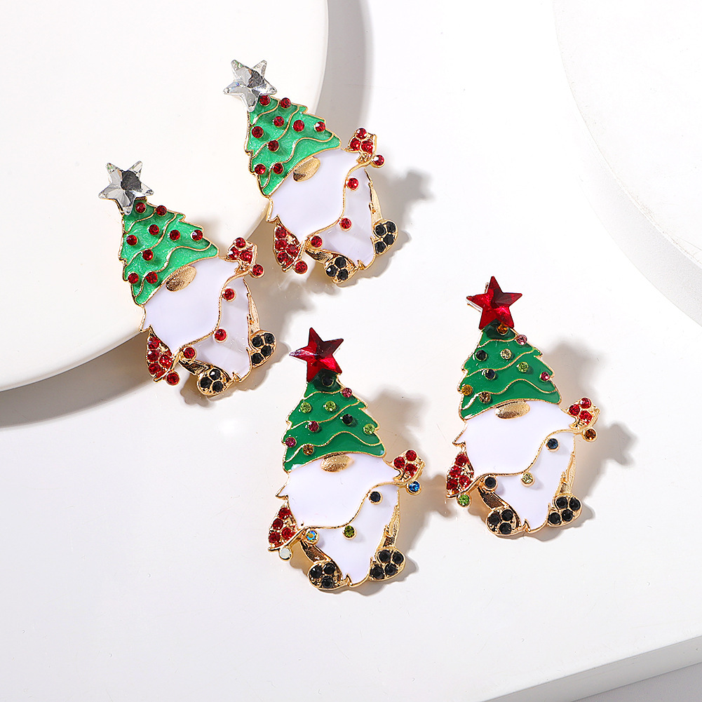 27g Weight Drop Earrings Classification 1 Pair Quantity 1 Pair Christmas Cute Christmas Tree Santa Claus Alloy Drop Earrings