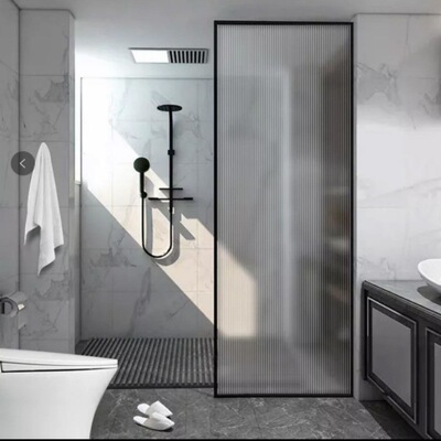 淋浴房 一字型隔断极窄白干湿分离整体卫生弧形长虹玻璃独立站|ru