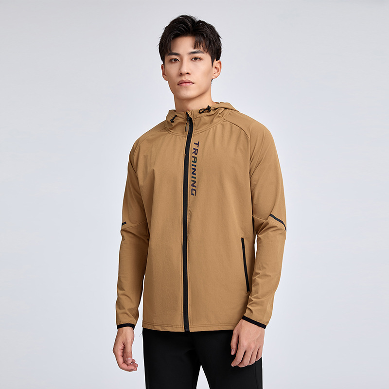 Otoño e Invierno con capucha chaqueta de deporte suéter de los hombres de secado rápido de manga larga al aire libre fitness correr casual cazadora en stock al por mayor