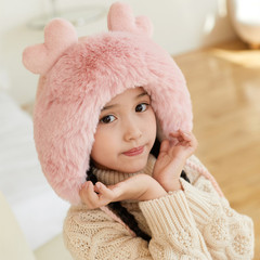 兒童帽子秋冬季新款加絨防風保暖護耳帽男女童毛線針織帽可愛鹿角