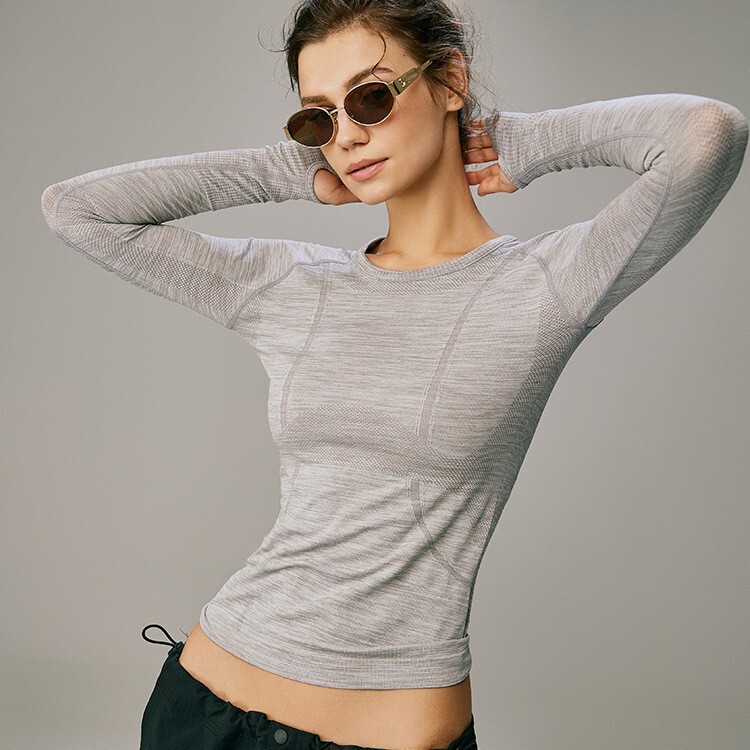 Cross-Border Autumn Quick-Drying Tops Long-Sleeved Women's Sports Running Fitness Slim Seamless Yoga Wear Sports Tops Autumn and Winter Cross-Border Autumn Quick-Drying Tops Long-Sleeved Women's Sports Running Fitness Slim Seamless Yoga Wear Sports Tops Autumn and Winter