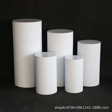 婚庆铁艺褶皱桶圆柱甜品台路引道具婚礼迎宾区蛋糕台布置派对装饰