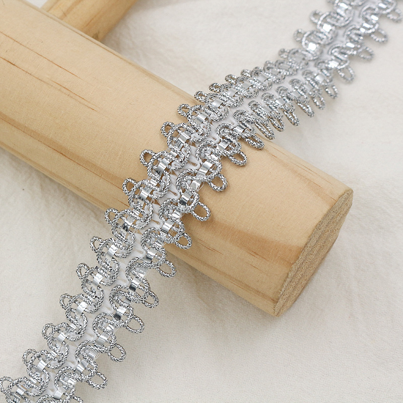 2,5 cm oro y plata gancho encaje correas traje étnico decoración de ropa de escenario equipaje accesorios de iluminación