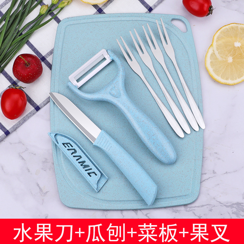 Cuchillo de frutas de acero inoxidable conjunto de cuchillo de planador de melón doméstico dormitorio para estudiantes lindo cuchillo de pelado portátil conjunto de tres piezas