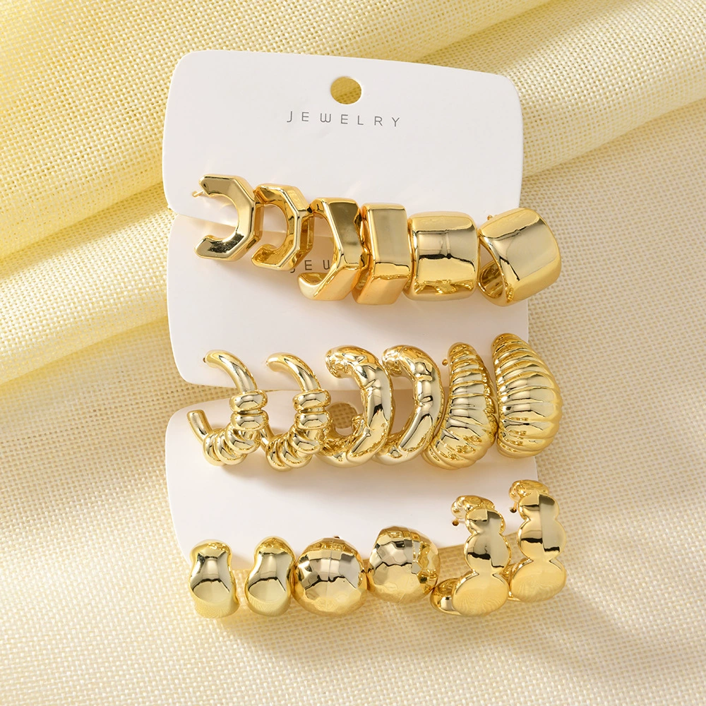 Европейские и американские трансграничные креативные модные хвастливые серьги-наборы женские C-образные капли воды