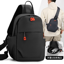2025新款简约休闲男士单肩包户外运动大容量胸包百搭通勤斜挎包男