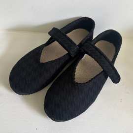 日系手工复古布面内里真皮千鸟格一字带玛丽珍鞋