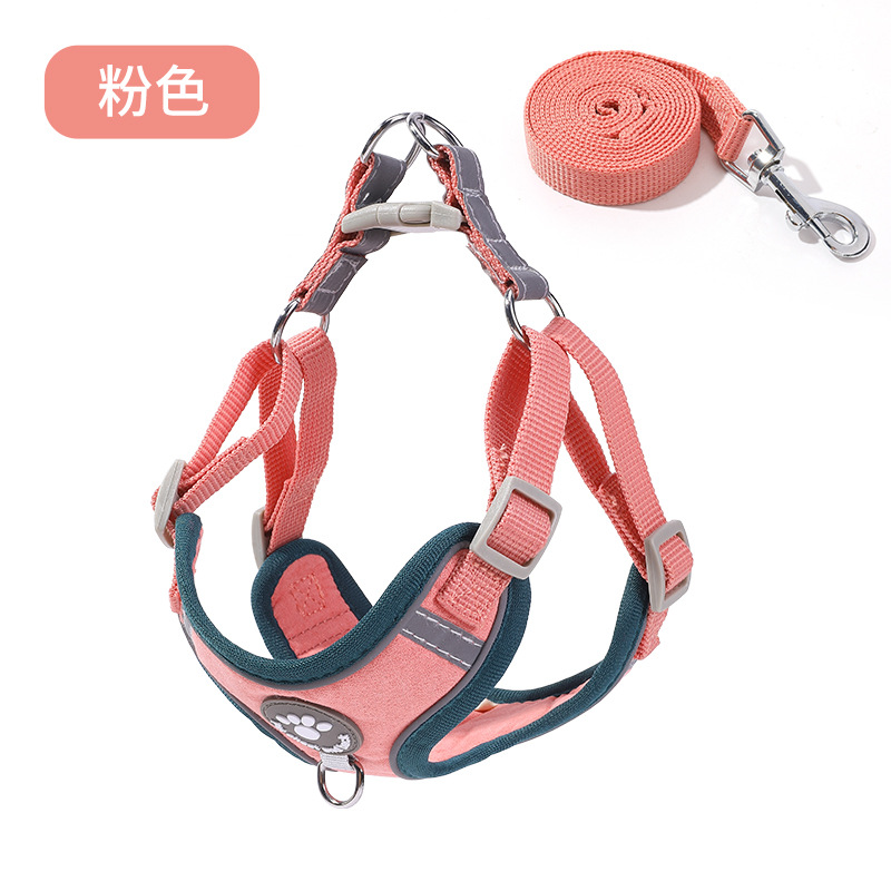 Correa de pecho de tracción para mascotas deerskin terciopelo reflectante a prueba de explosiones correa de pecho perro fuera de tracción ventas directas de fábrica en stock