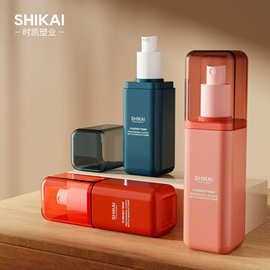 现货小容量40ml厚壁套装化妆品瓶50ml80ml粉底液瓶四方按压喷雾瓶