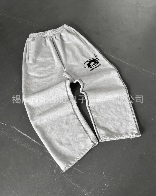 シンプルなストライプのカジュアルなズボンのファッションの男女のレトロな原宿のゆったりしたストレートなズボンのハイウエストのゆったりしたヒップホップのスポーツズボン|undefined