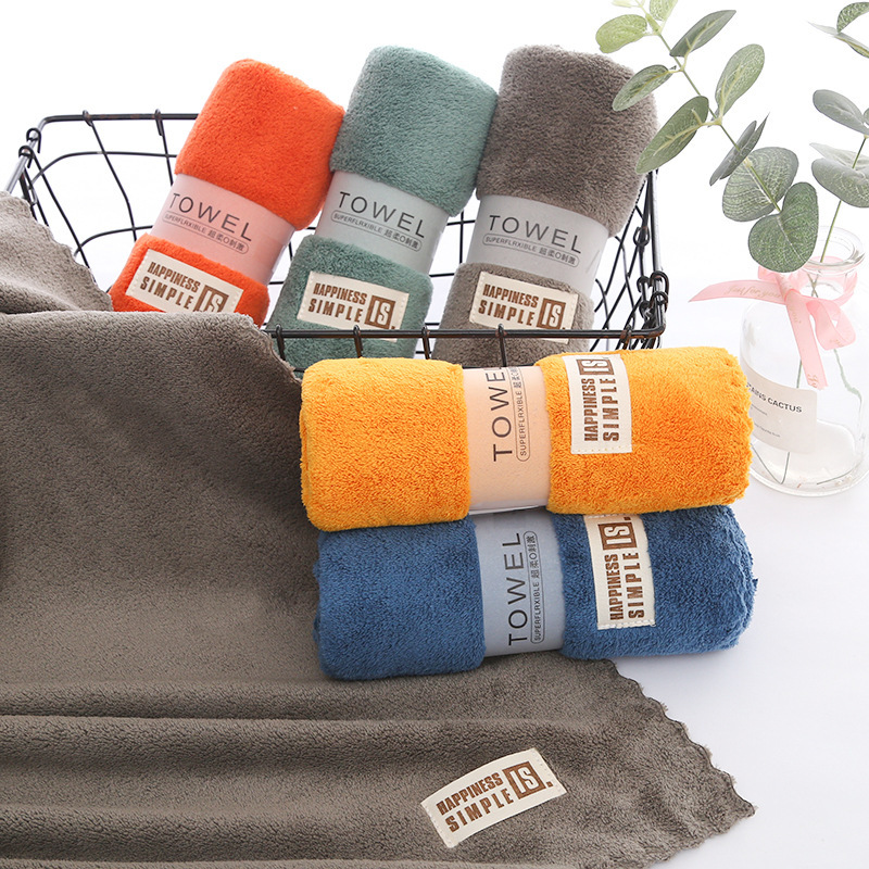 High-Density Dark Coral Velvet Towel Cut Edge Waistband Face Washcloth Soft Absorbent Gift Household Non-Shedding Hair