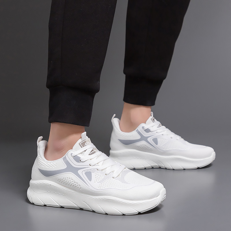 2025 nuevas zapatillas de pareja transpirables para hombres y mujeres zapatos casuales para correr zapatos de tela blanca gruesa F8829 image 4