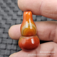 战国红玛瑙通孔立体葫芦玉石散珠橘黄红砂玛瑙葫芦饰品配件吊坠珠