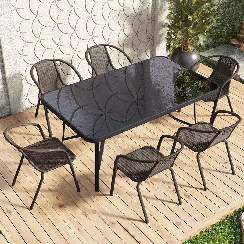 Outdoor Tables and Chairs, Balcony Courtyard Folding Coffee Table, Open-Air Table and Chair Set, Small Garden Modern Wrought Iron Tables and Chairs