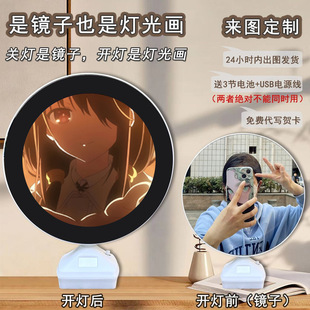Round mirror light painting DIY date battle peripheral Qi crazy three or two dimensional creative design decorative lamp