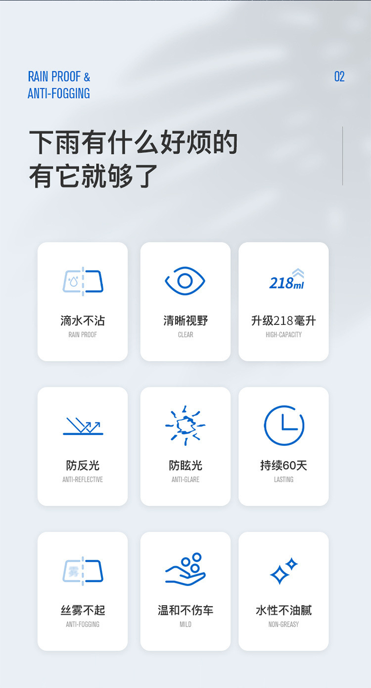 Anti-Fog Agent, Rain Repellent, Rearview Mirror Anti-Rain Film, Defogger, Windshield Waterproofing Agent, Anti-Fog Spray, Automotive Supplies