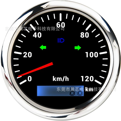 85mm Car Rv Motorcycle Yacht Gps Signal Speedometer Accumulated Mileage with Direction Light Gps Speedometer (Other vehicle instruments) - cx8115-black-plate-and-silver-cover-120km