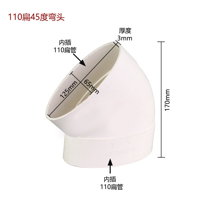 Pvc平管部品110楕円管平管部品トイレトイレ移動下水平口排水排水管|undefined