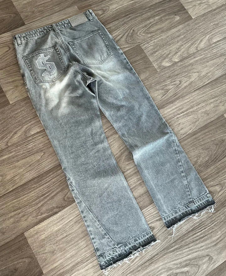 Other Jeans Vintage Washed Straight Patch Black Grey
