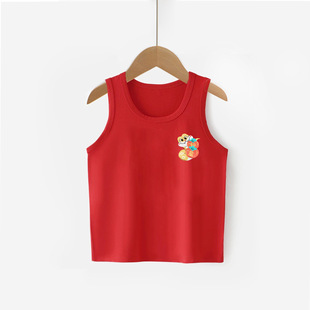 Chinese Zodiac Year Red Children's Vest Baby's New Year's Dress Big Children's Bottoming Girls' Sling Red Vest for Year of the Snake