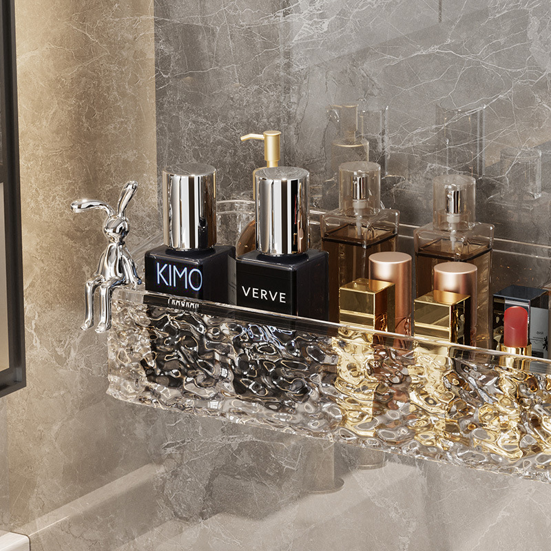 [Caja de almacenamiento corrugada de agua montada en la pared] tocador de cosméticos, estante transparente de perfume, estante de almacenamiento de acabado de escritorio