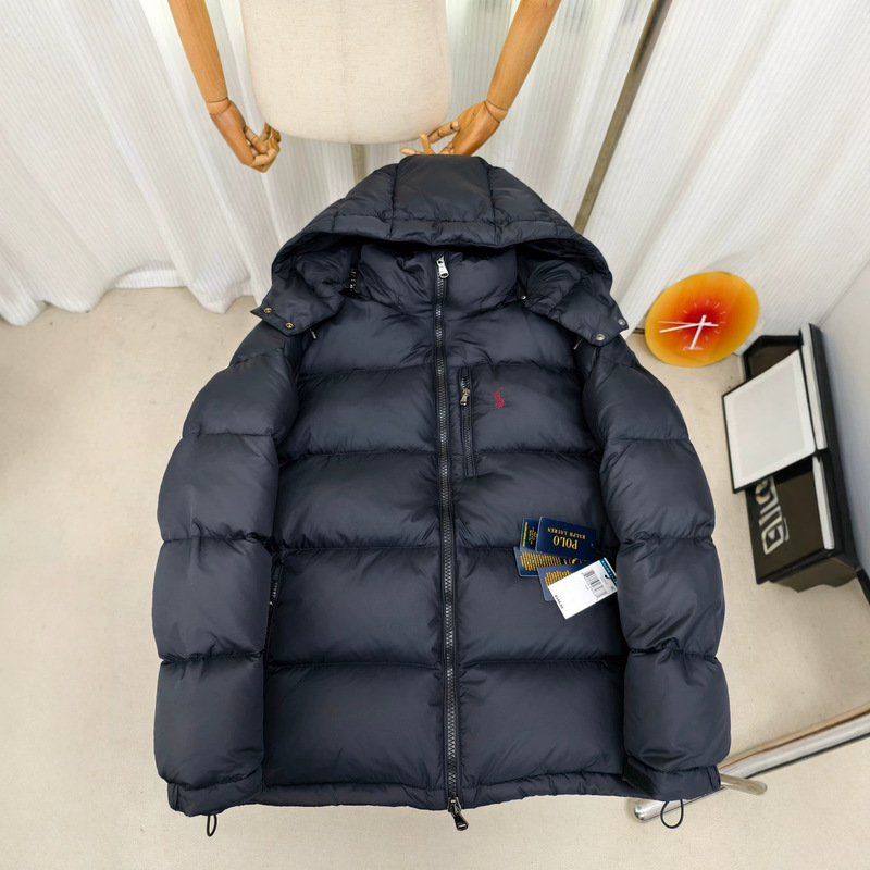 Paul Lauren 2025 Men's Down Jacket with Embroidered Pony Logo, Matte Finish, Half-High Collar, Warm Coat Paul Lauren 2025 Men's Down Jacket with Embroidered Pony Logo, Matte Finish, Half-High Collar, Warm Coat