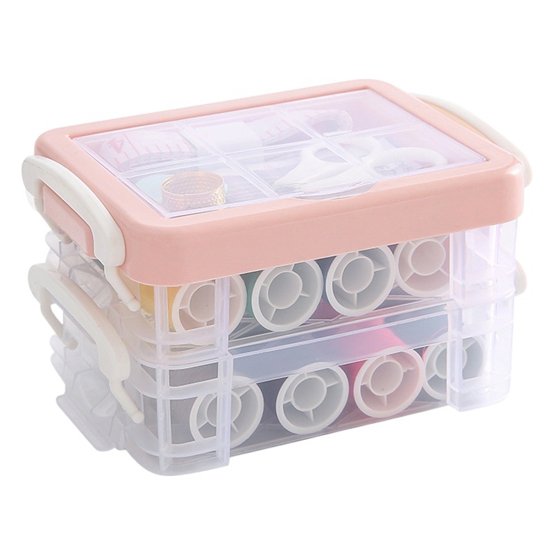 Scandinavian Color Sewing Box 30-Piece Set Double-Layer Sewing Box Multi-Functional Sewing and Mending Tool Set Storage Box