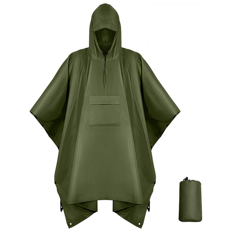 Foreign Trade Thickened Canopy Mat Three-In-One Poncho Raincoat for Outdoor Hiking, Mountaineering, Camping, Multifunctional Rain Poncho