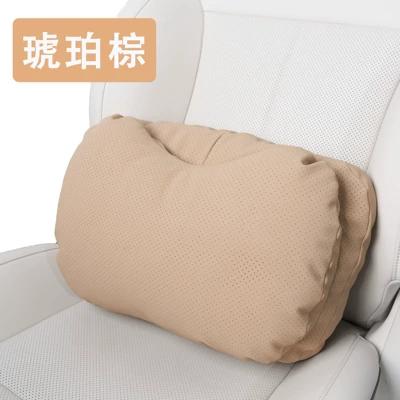 Headrest – car headrest, breathable suede - amber-brownlumbar-support-one-piece