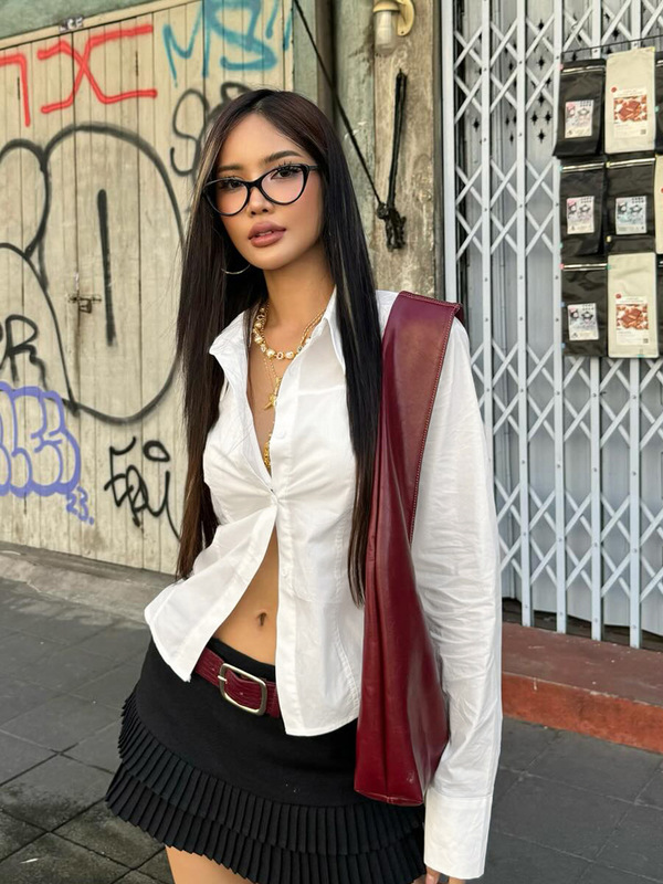 学院风分割显瘦纯色衬衫美式通勤单排扣修身长袖上衣后背系带衬衣|undefined