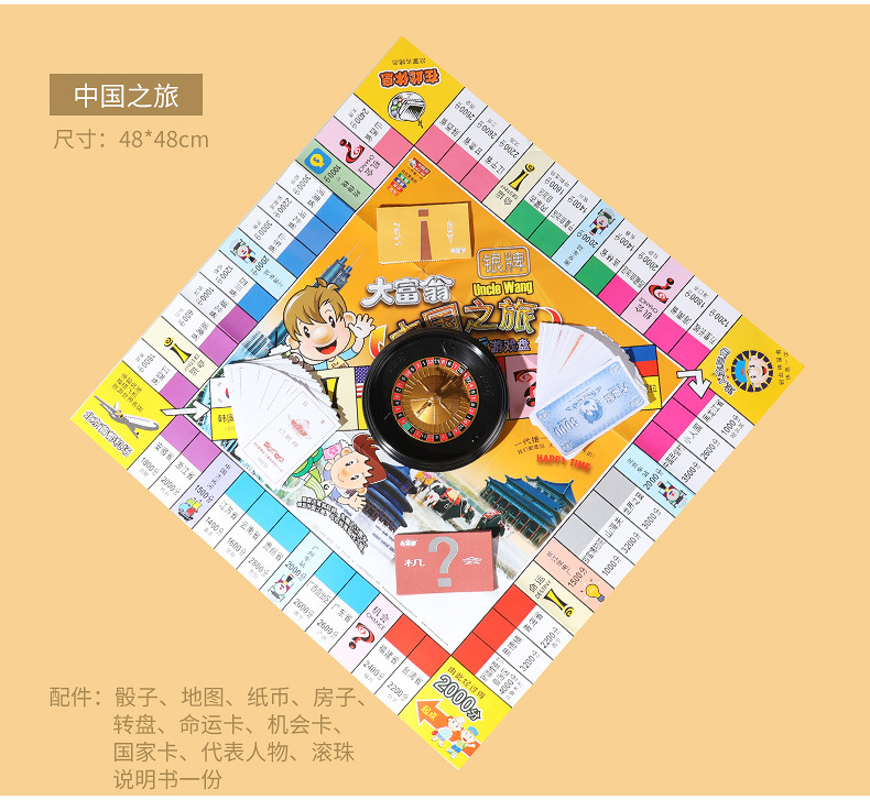 Authentisches Monopoly-Spiel Schachspiel S-Version Bronzemedaille Silbermedaille Welt-China-Tour Kinder-Monopoly-Brettspiel Spielzeug
