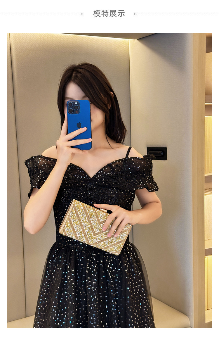 2025 Cross-border new dinner bag, European and American women's handbag, diamond-encrusted banquet clutch, evening dress bag, women's bag Specification drawing