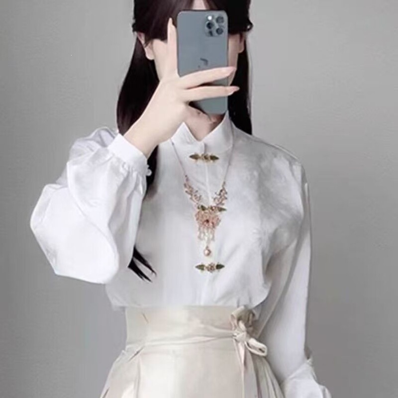 Hanfu daily wear, traditional Chinese style, jacquard patterned skirt, women's improved two-piece set, new style, Ming Dynasty-inspired, new Chinese style, suitable for spring and autumn