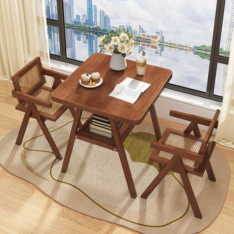 Solid Wood Balcony Casual Table and Chair Three-piece Combination Light Luxury Internet Famous Modern Tea Table Outdoor Balcony Small Tea Table