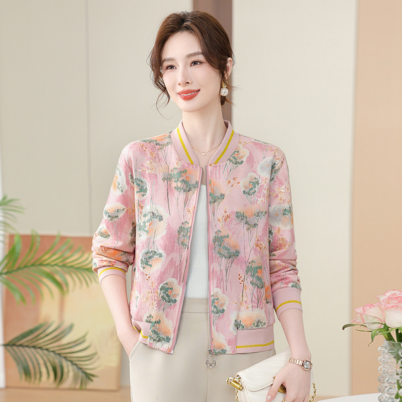 Middle-aged mother spring and autumn thin coat western style loose new middle-aged jacket short fashion cardigan jacket