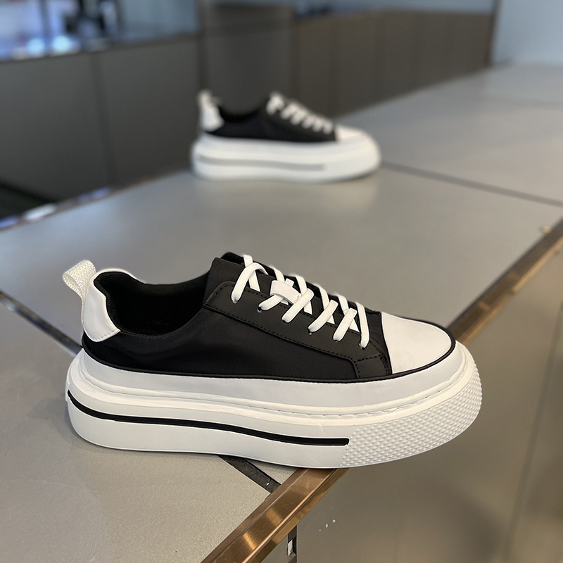 Trendy Men's Shoes Spring New Breathable Cloth Shoes Versatile White Shoes Platform Thick-Soled Height-Increasing Shoes Men's Trendy Shoes