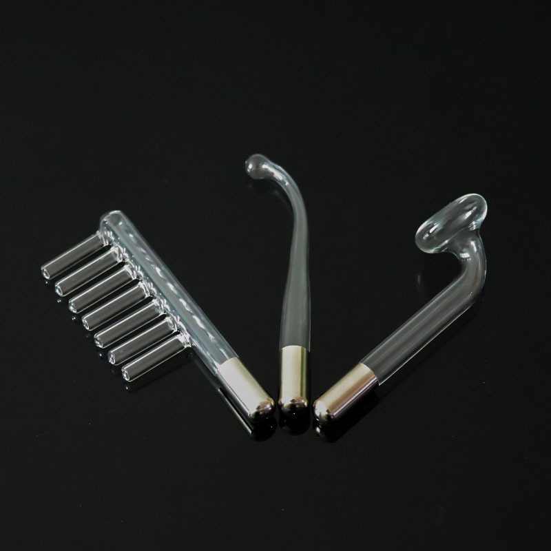 Directo de fábrica accesorios de instrumentos de belleza de alta frecuencia peine cuchara de oreja de vidrio de setas tubo de electroterapia instrumento de electroterapia