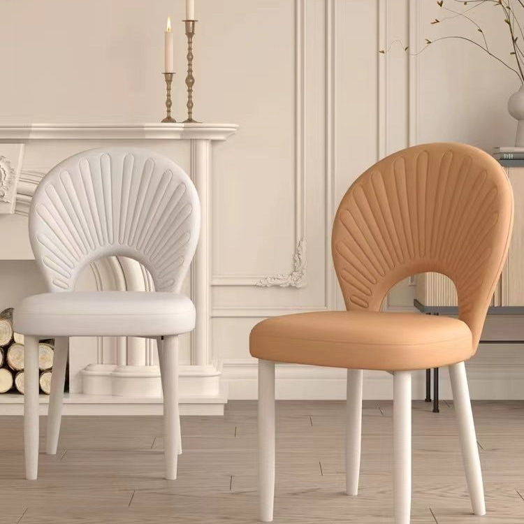 High-End Light Luxury Nordic Style Curved Dining Chair, Modern Minimalist Home-Use Makeup and Manicure Chair with Shell-Shaped Backrest