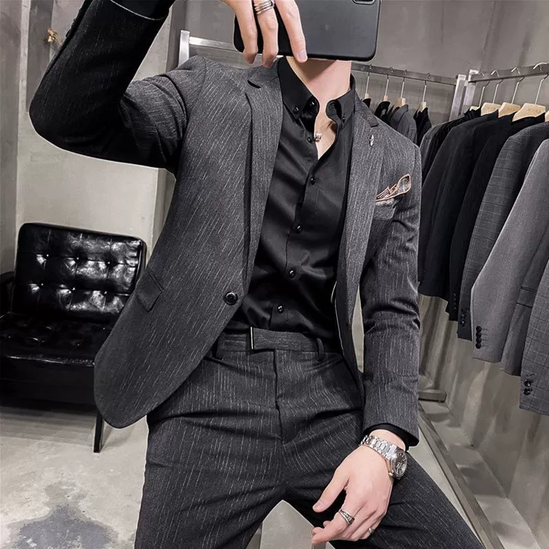 Мужской классический костюм, пиджак, платье, комплект, slim fit, 3 предмета комплект