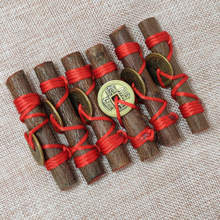Manufacturer Wholesale Handmade Feng Shui Items Portable Amulet for Calming the Mind with Auspicious Meaning Southeastern Peach Wood Hand-Woven Copper Coin Pendant Handmade